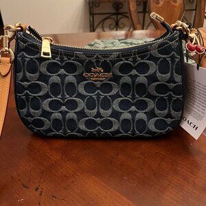 NWT Coach Teri Shoulder Bag in Signature Denim with Cherry Charm!!!